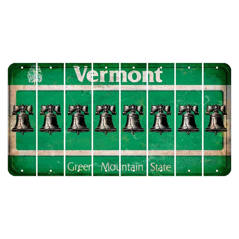 Vermont Green Mountain State Cut License Plate Strips (Set of 8) Liberty Bell