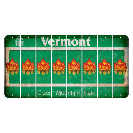 Vermont Green Mountain State Cut License Plate Strips (Set of 8) Campfire