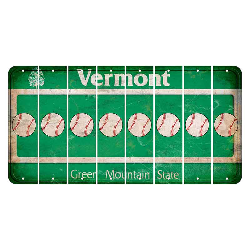 Vermont Green Mountain State Cut License Plate Strips (Set of 8) Baseball