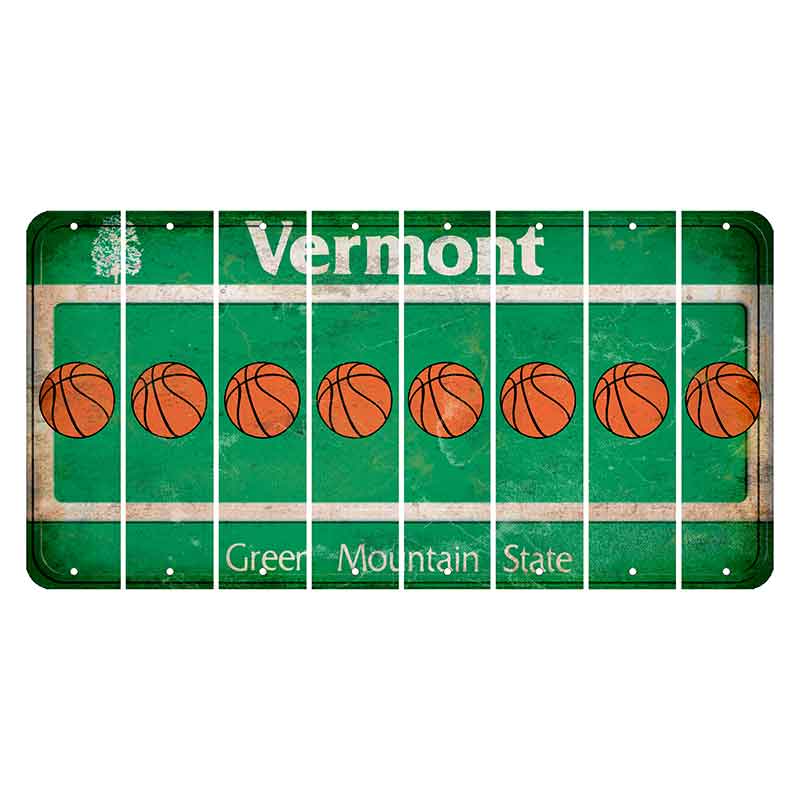 Vermont Green Mountain State Cut License Plate Strips (Set of 8) Basketball