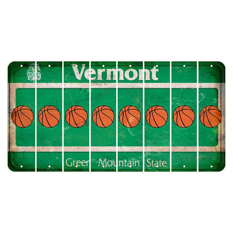 Vermont Green Mountain State Cut License Plate Strips (Set of 8) Basketball