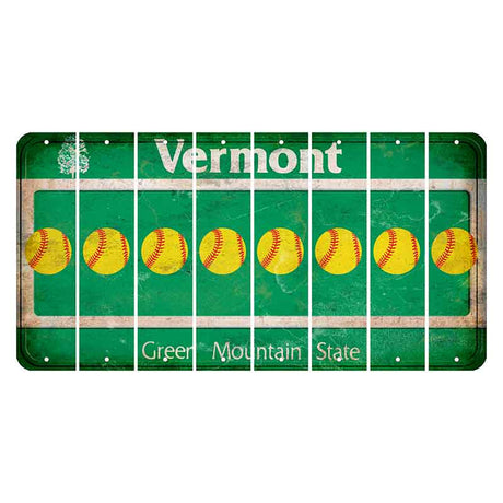 Vermont Green Mountain State Cut License Plate Strips (Set of 8) Softball