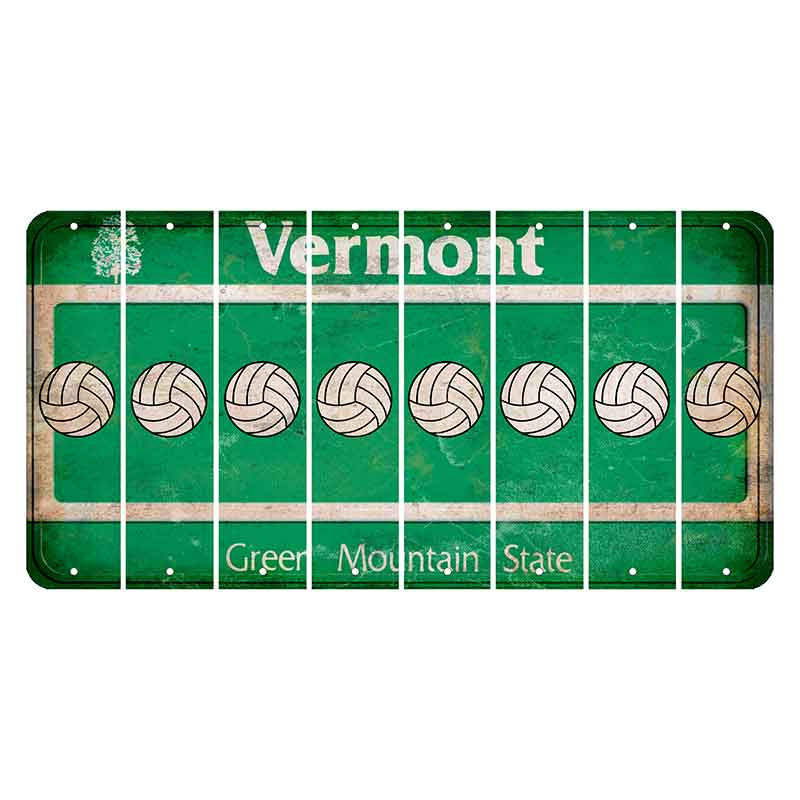 Vermont Green Mountain State Cut License Plate Strips (Set of 8) Volleyball