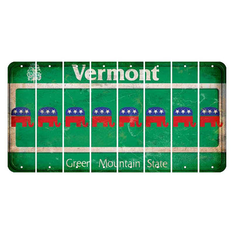 Vermont Green Mountain State Cut License Plate Strips (Set of 8) Republican