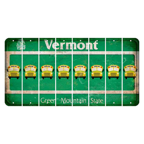 Vermont Green Mountain State Cut License Plate Strips (Set of 8) School Bus