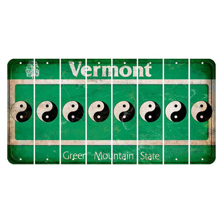 Vermont Green Mountain State Cut License Plate Strips (Set of 8) Yin Yang