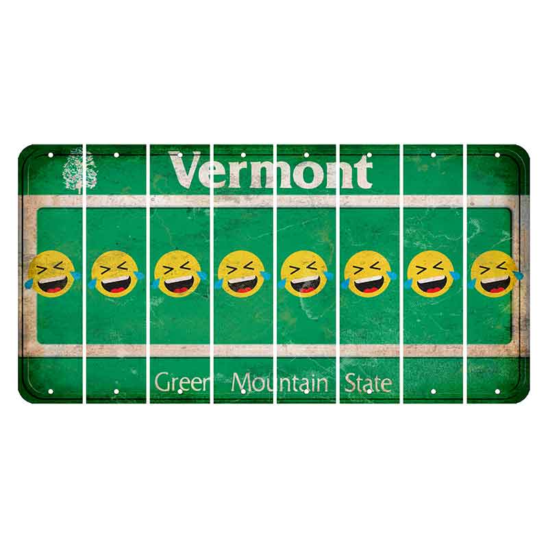 Vermont Green Mountain State Cut License Plate Strips (Set of 8) Emoji - Laughing