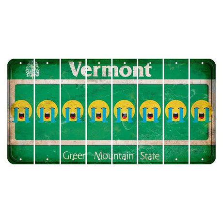 Vermont Green Mountain State Cut License Plate Strips (Set of 8) Emoji - Crying