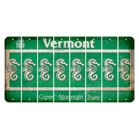 Vermont Green Mountain State Cut License Plate Strips (Set of 8) Seahorse