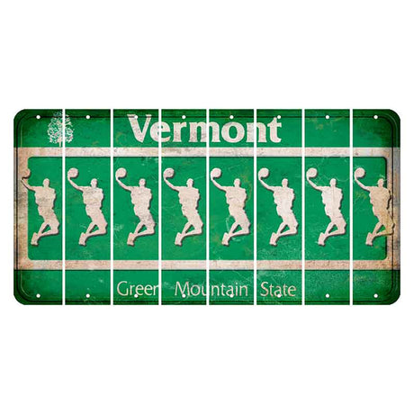 Vermont Green Mountain State Cut License Plate Strips (Set of 8) Basketball Player