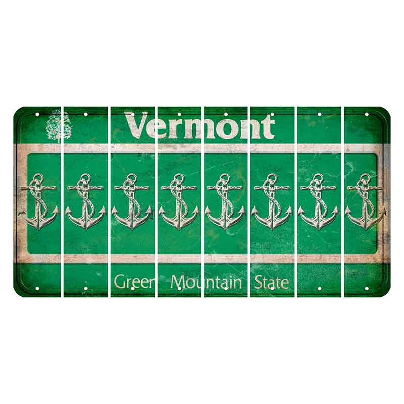 Vermont Green Mountain State Cut License Plate Strips (Set of 8) Boat Anchor