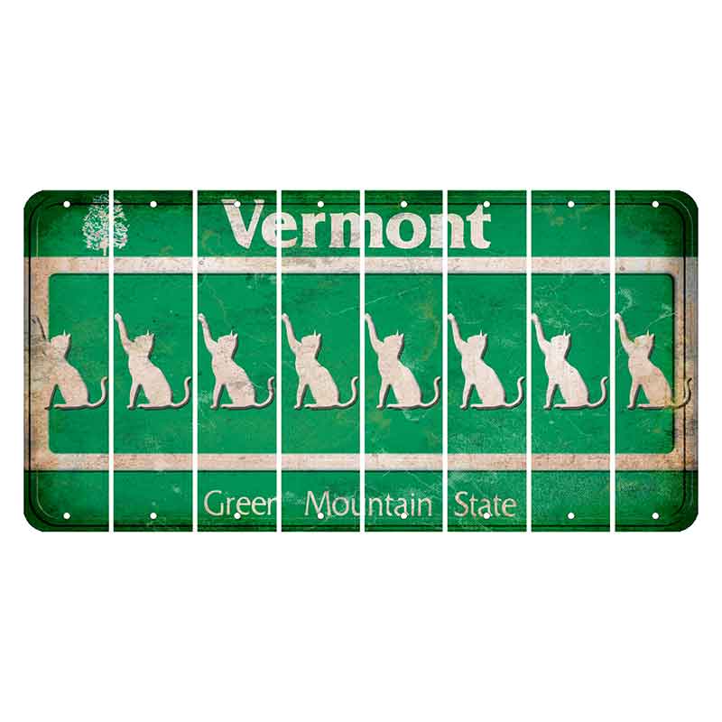 Vermont Green Mountain State Cut License Plate Strips (Set of 8) Cat