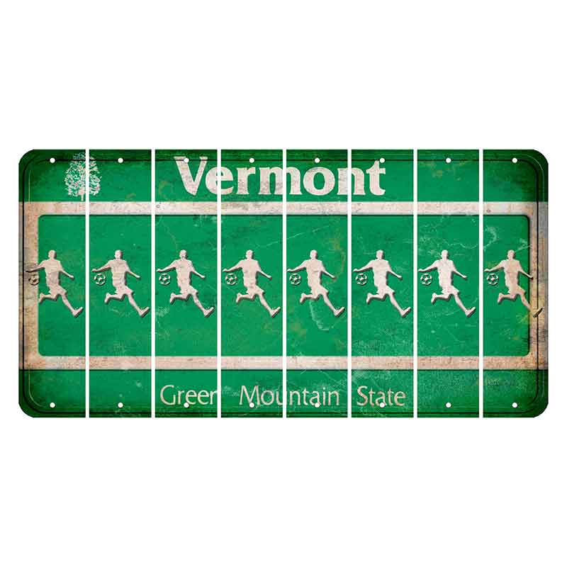 Vermont Green Mountain State Cut License Plate Strips (Set of 8) Soccer Player