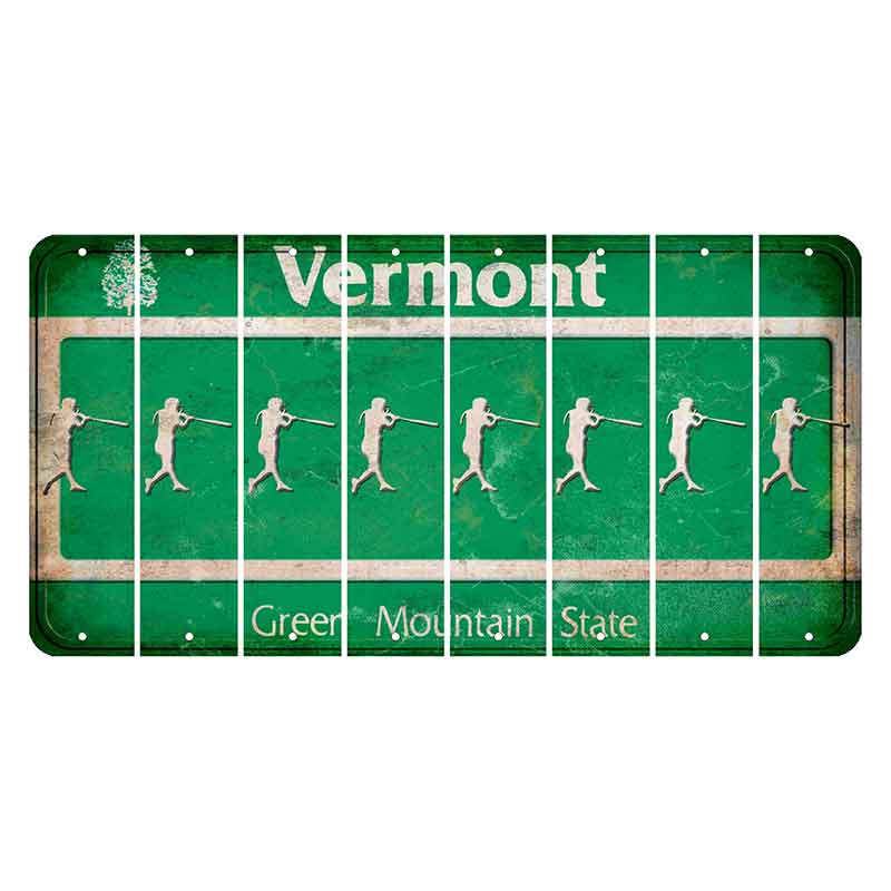 Vermont Green Mountain State Cut License Plate Strips (Set of 8) Softball Batter