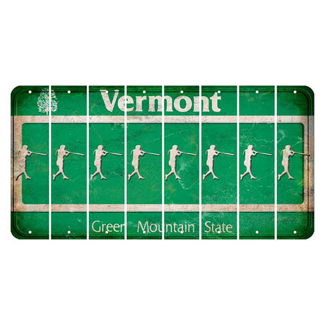 Vermont Green Mountain State Cut License Plate Strips (Set of 8) Softball Batter