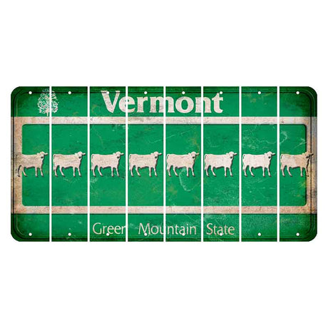 Vermont Green Mountain State Cut License Plate Strips (Set of 8) Dairy Cow