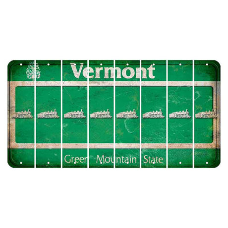 Vermont Green Mountain State Cut License Plate Strips (Set of 8) Train