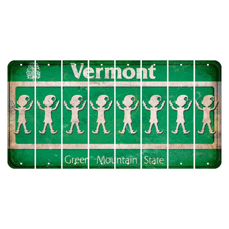 Vermont Green Mountain State Cut License Plate Strips (Set of 8) Elf