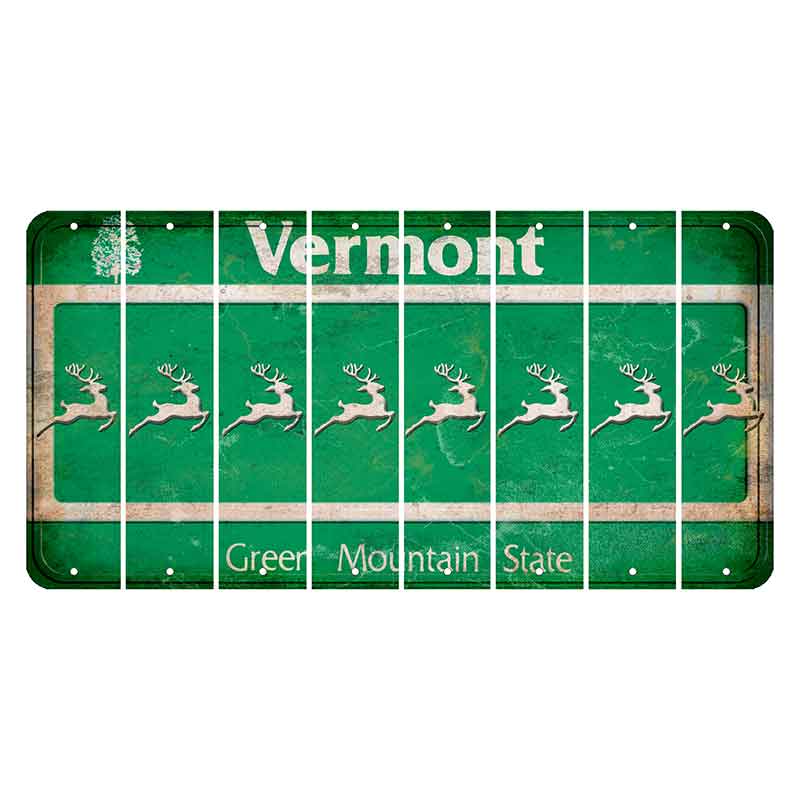 Vermont Green Mountain State Cut License Plate Strips (Set of 8) Reindeer