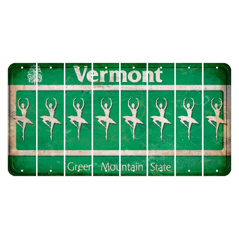 Vermont Green Mountain State Cut License Plate Strips (Set of 8) Ballerina Dancer