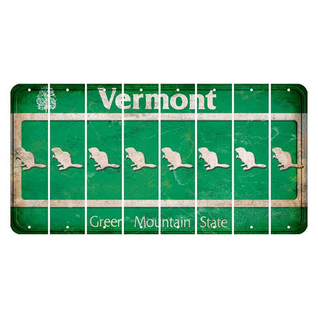 Vermont Green Mountain State Cut License Plate Strips (Set of 8) Beaver