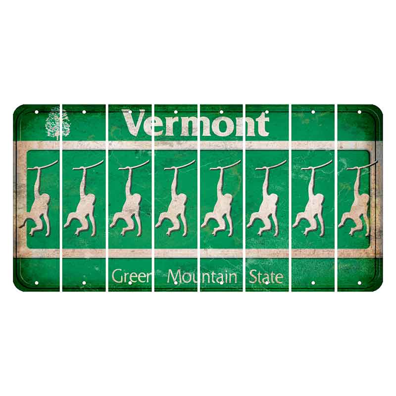 Vermont Green Mountain State Cut License Plate Strips (Set of 8) Monkey