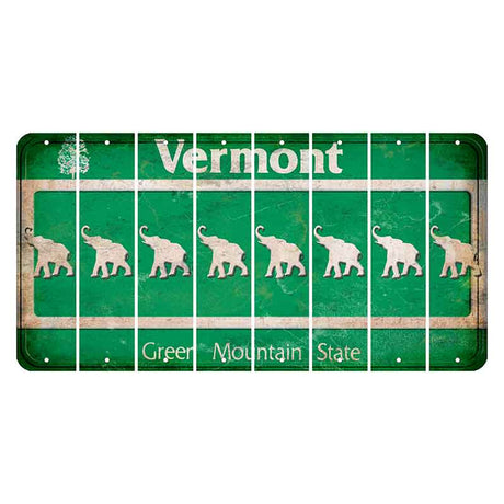 Vermont Green Mountain State Cut License Plate Strips (Set of 8) Elephant