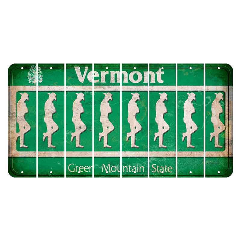 Vermont Green Mountain State Cut License Plate Strips (Set of 8) Cowboy - Leaning