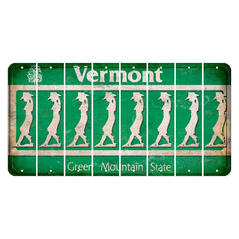 Vermont Green Mountain State Cut License Plate Strips (Set of 8) Cowgirl - Leaning