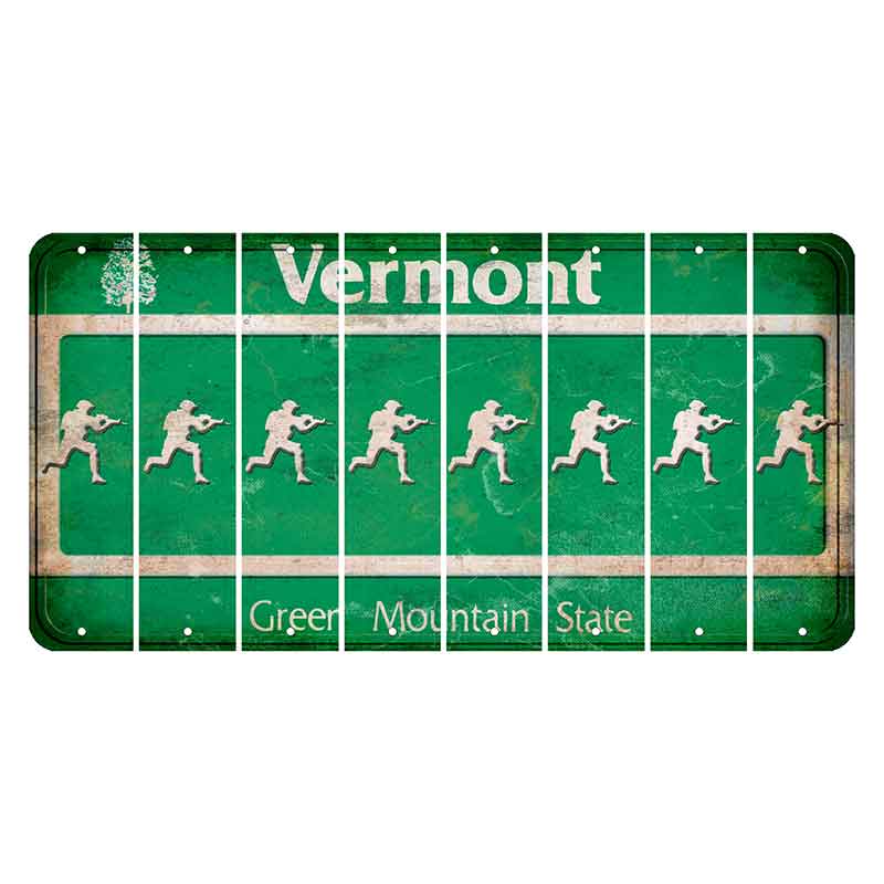 Vermont Green Mountain State Cut License Plate Strips (Set of 8) Soldier - Running