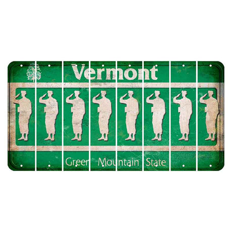 Vermont Green Mountain State Cut License Plate Strips (Set of 8) Soldier - Saluting