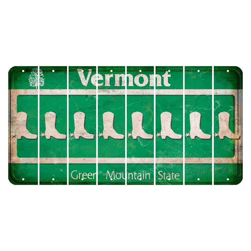 Vermont Green Mountain State Cut License Plate Strips (Set of 8) Cowboy Boot