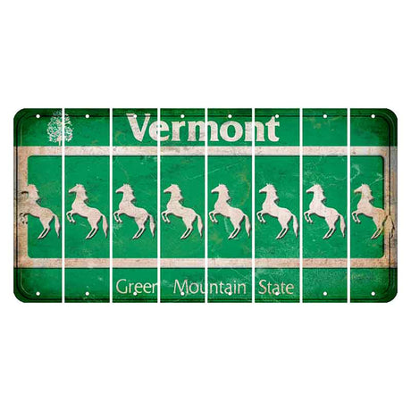 Vermont Green Mountain State Cut License Plate Strips (Set of 8) Horse