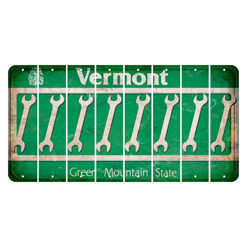 Vermont Green Mountain State Cut License Plate Strips (Set of 8) Wrench