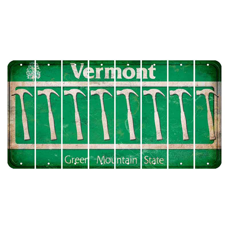 Vermont Green Mountain State Cut License Plate Strips (Set of 8) Hammer