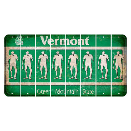 Vermont Green Mountain State Cut License Plate Strips (Set of 8) Zombie