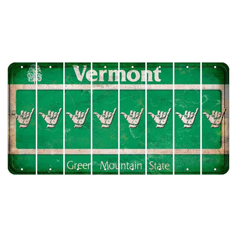 Vermont Green Mountain State Cut License Plate Strips (Set of 8) Hang Loose