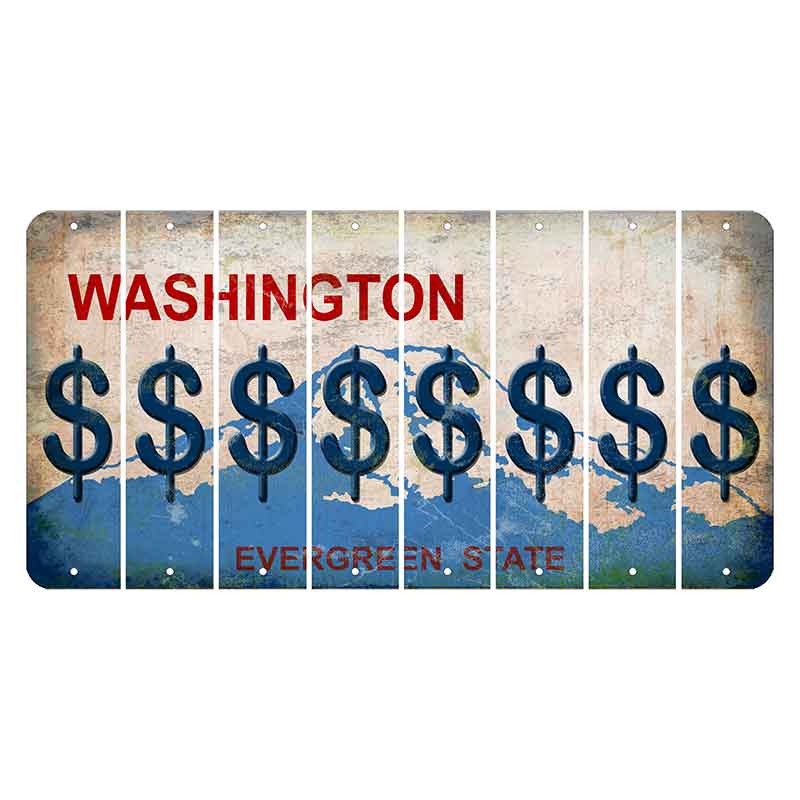 Washington Evergreen State Cut License Plate Strips (Set of 8) Dollar Sign