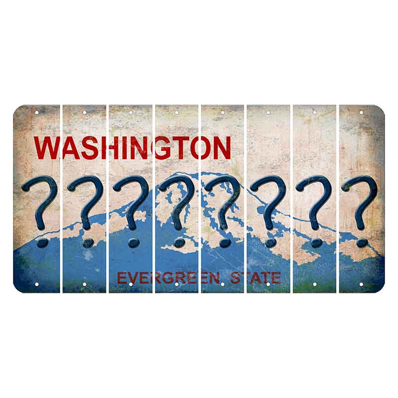 Washington Evergreen State Cut License Plate Strips (Set of 8) Question Mark