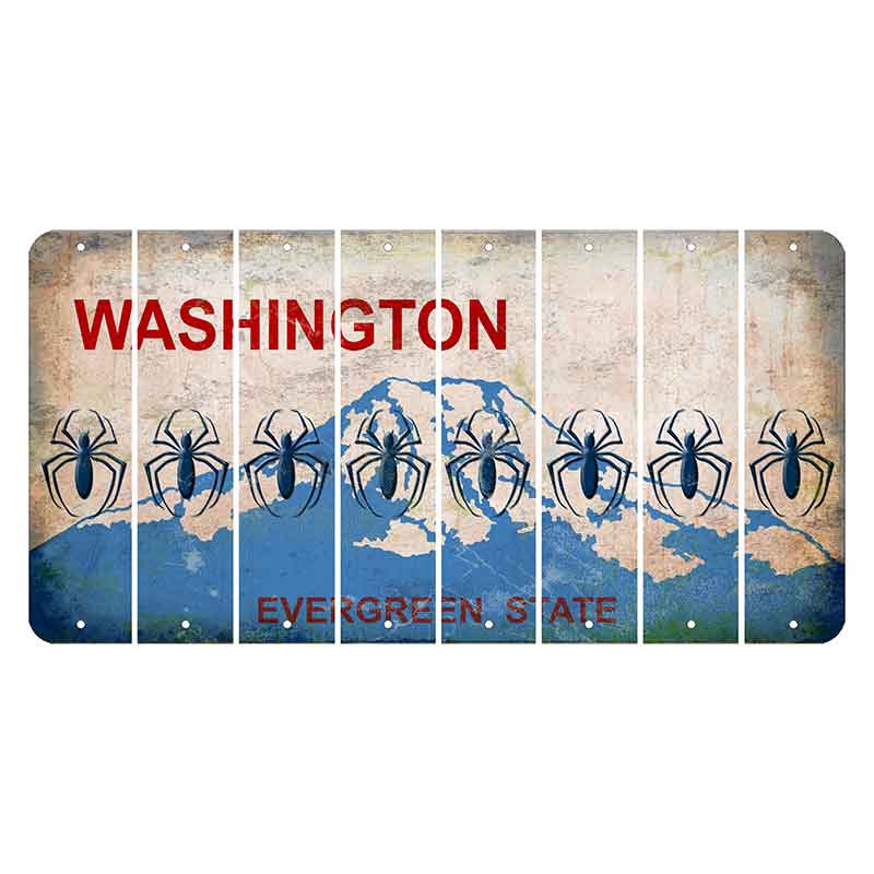 Washington Evergreen State Cut License Plate Strips (Set of 8) Spider