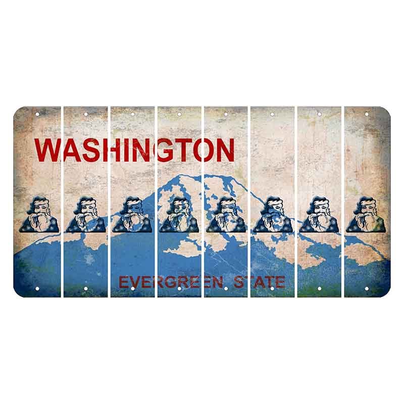 Washington Evergreen State Cut License Plate Strips (Set of 8) Santa Claus