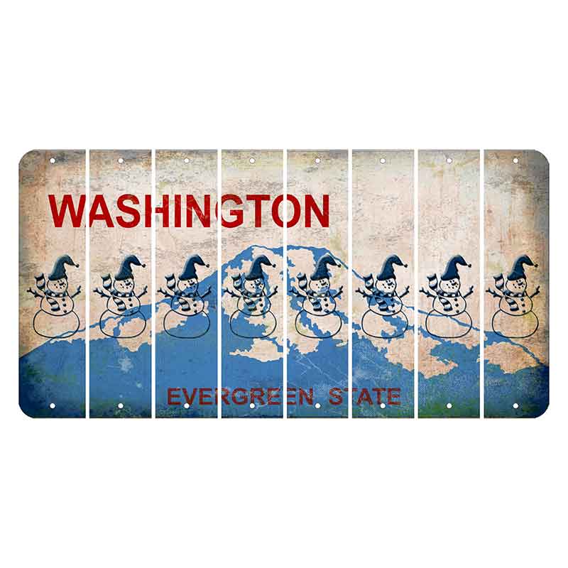 Washington Evergreen State Cut License Plate Strips (Set of 8) Snowman