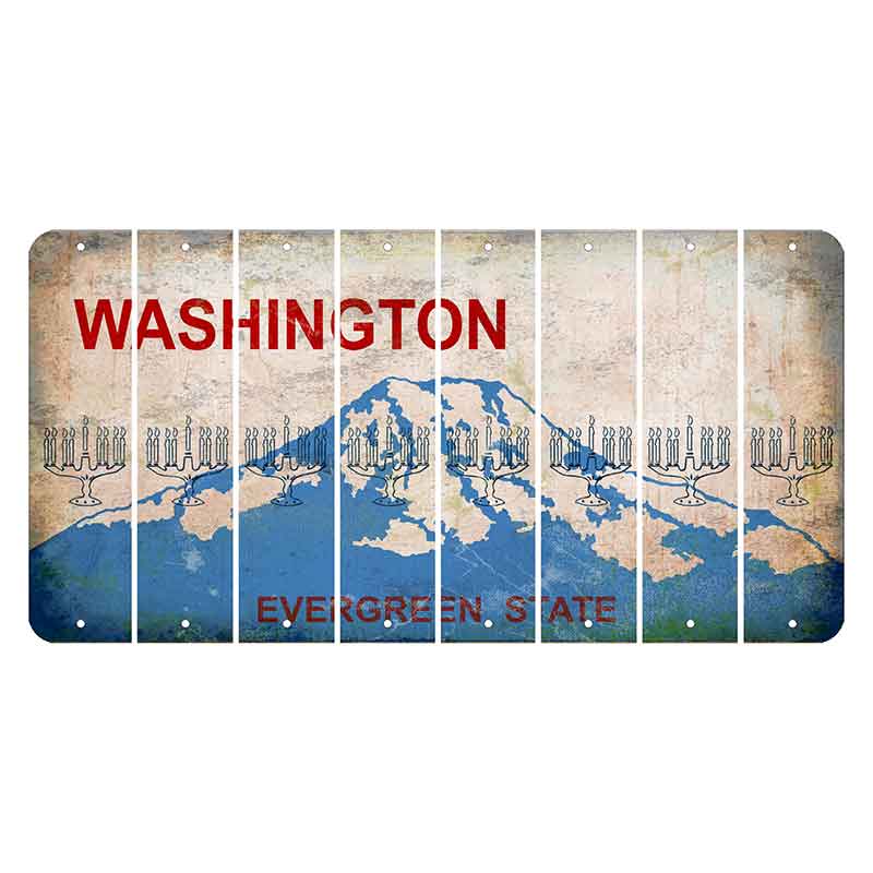 Washington Evergreen State Cut License Plate Strips (Set of 8) Menorah