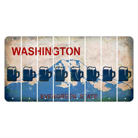 Washington Evergreen State Cut License Plate Strips (Set of 8) Beer Mug