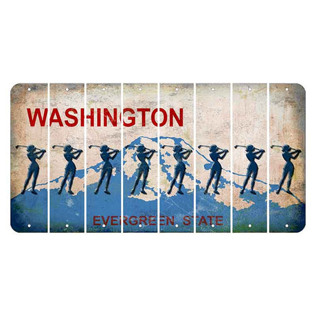 Washington Evergreen State Cut License Plate Strips (Set of 8) Female Golfer