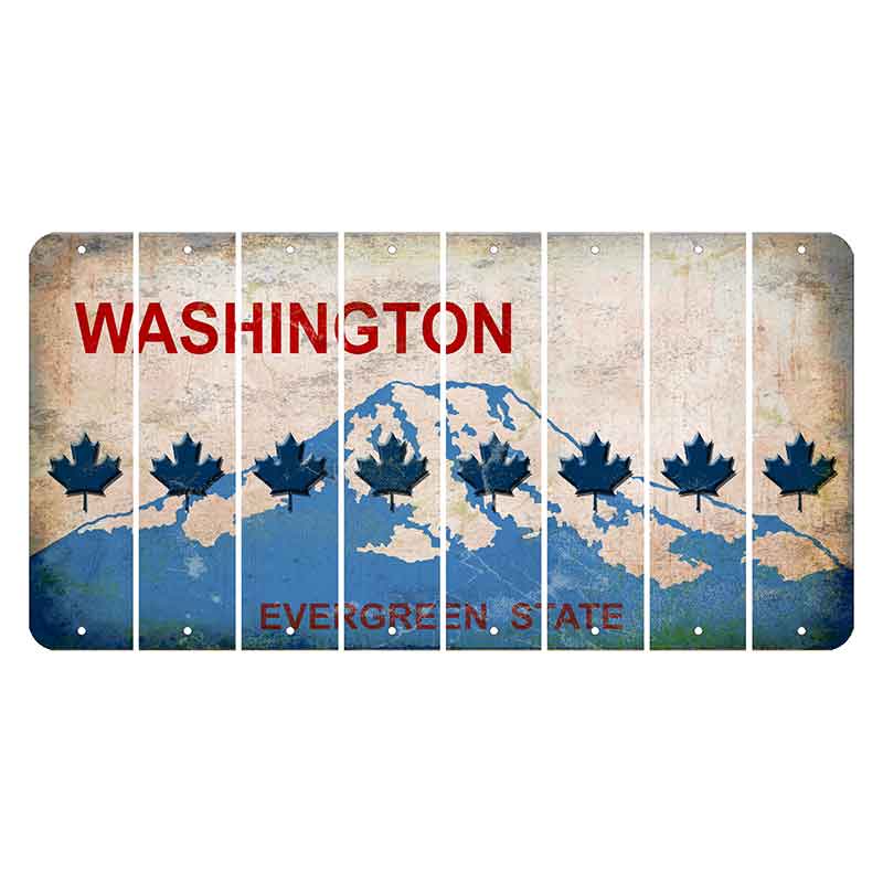 Washington Evergreen State Cut License Plate Strips (Set of 8) Maple Leaf