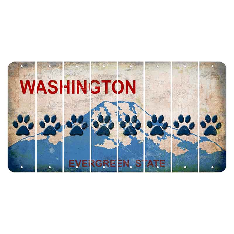 Washington Evergreen State Cut License Plate Strips (Set of 8) Dog Paw