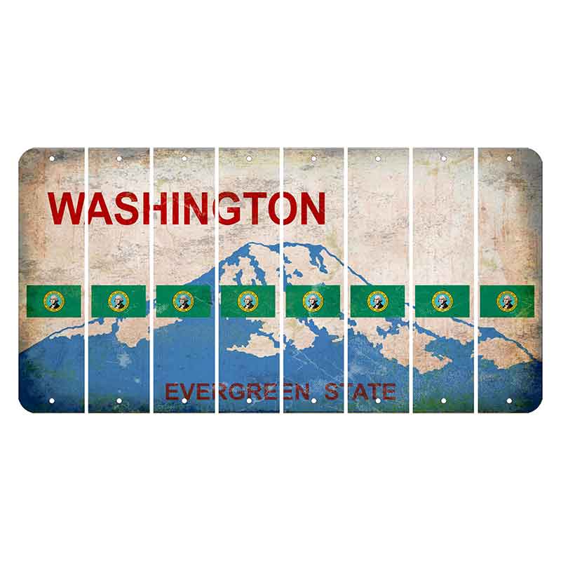 Washington Evergreen State Cut License Plate Strips (Set of 8) State Flag