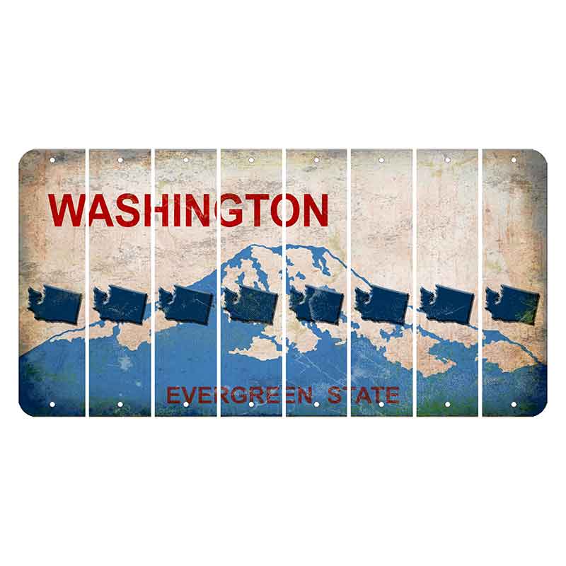 Washington Evergreen State Cut License Plate Strips (Set of 8) State Silhouette