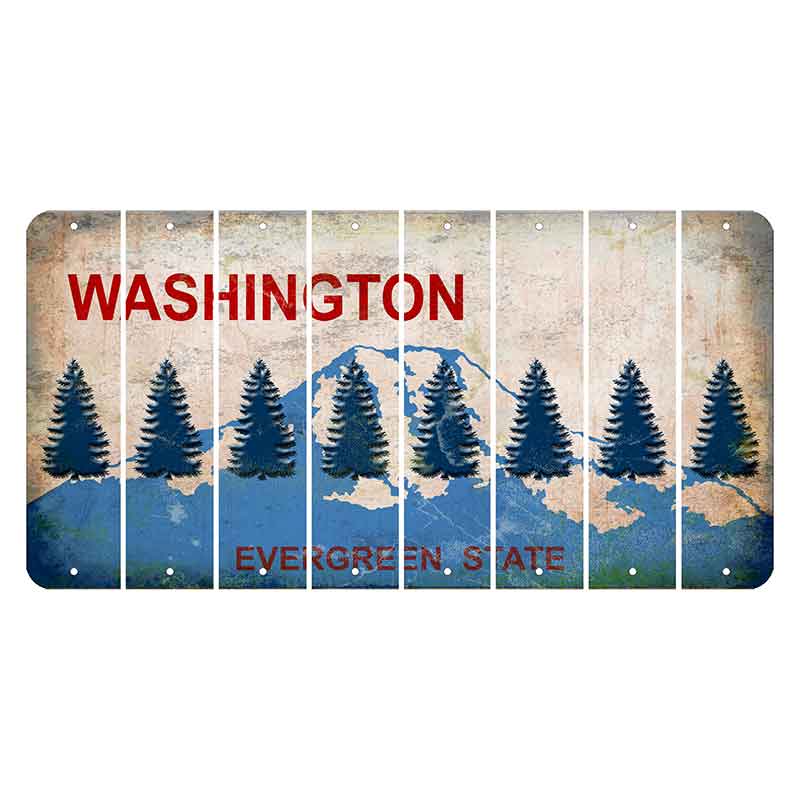 Washington Evergreen State Cut License Plate Strips (Set of 8) Pine Tree